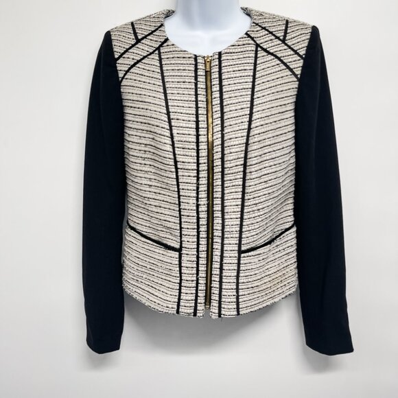 Calvin Klein Tweed Zip Up Jacket Suit Blazer Coat White Black Grey - Picture 1 of 7